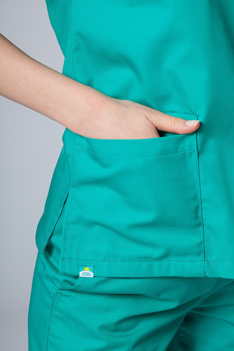 Komplet medyczny damski Sunrise Uniforms Basic Classic (bluza Light, spodnie Regular) zielony-5