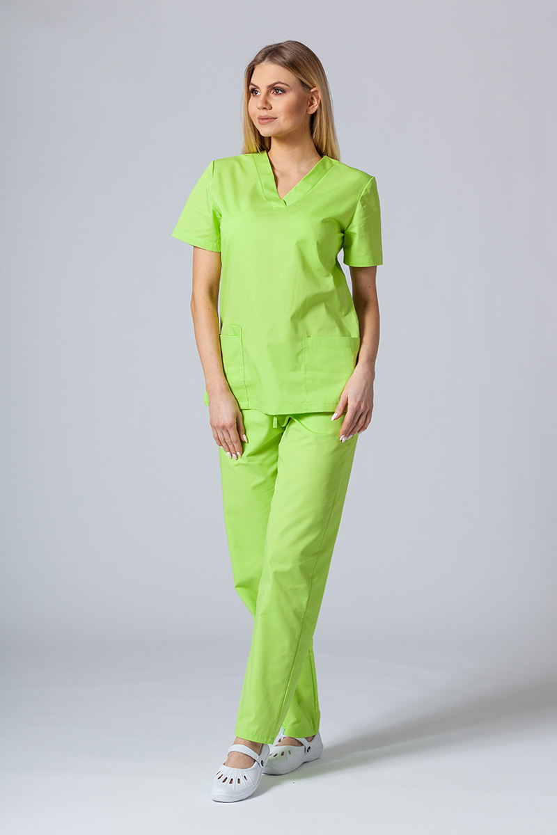 Spodnie medyczne damskie Sunrise Uniforms Basic Regular limonkowe-3