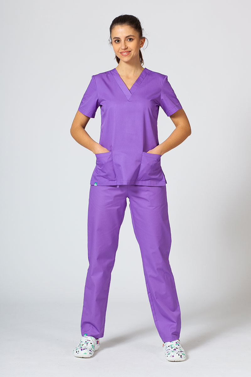 Bluza medyczna damska Sunrise Uniforms fioletowa taliowana-5