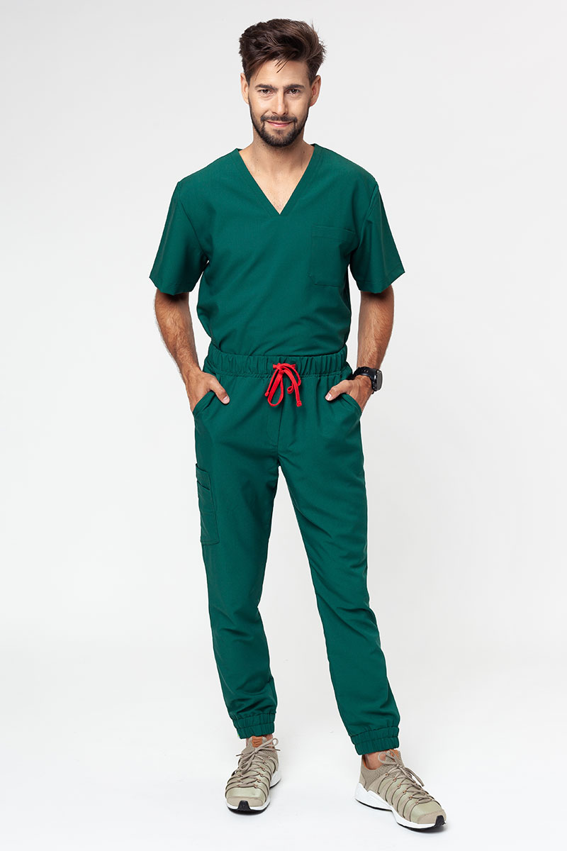 Bluza medyczna męska Sunrise Uniforms Premium Dose butelkowa zieleń-4