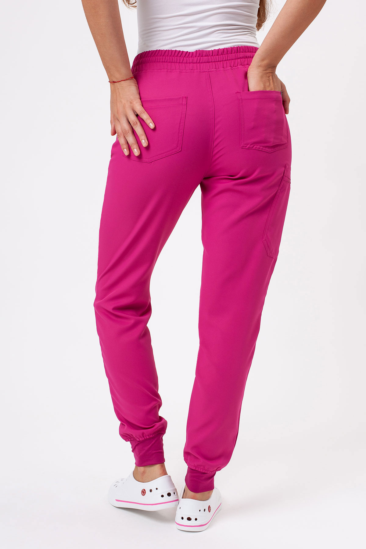 Spodnie medyczne damskie Sunrise Lite Fit jogger malinowe-1