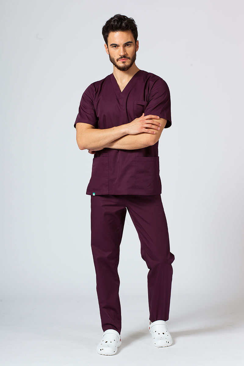 Bluza medyczna męska Sunrise Uniforms Basic Standard burgundowa-1