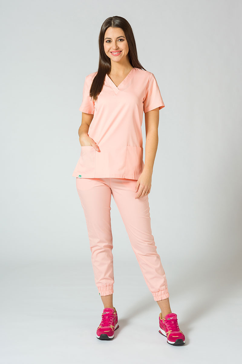 Spodnie medyczne damskie Sunrise Uniforms Easy jogger łososiowe-3