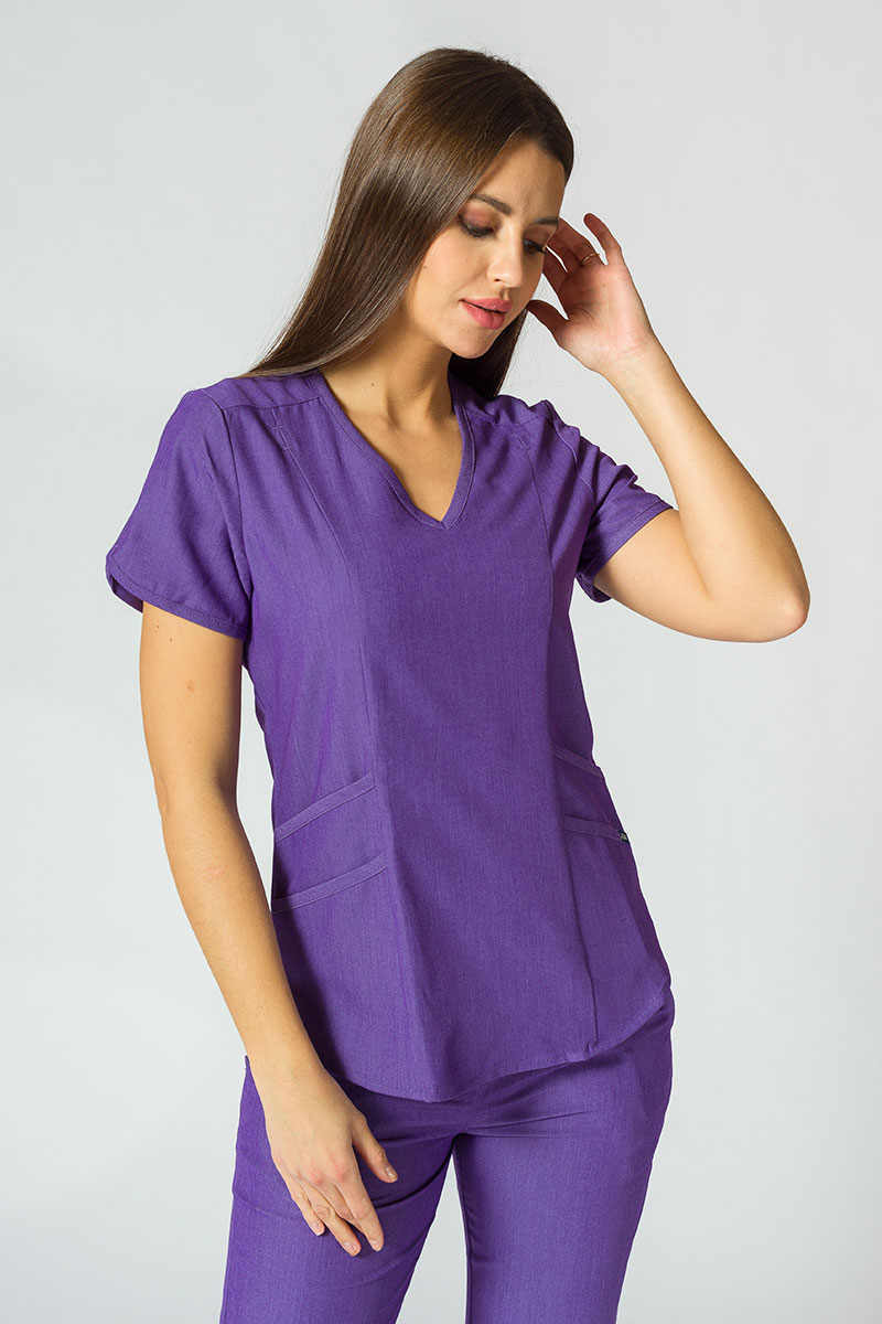 Komplet medyczny Adar Uniforms Yoga fioletowy (z bluzą Modern - elastic)-4