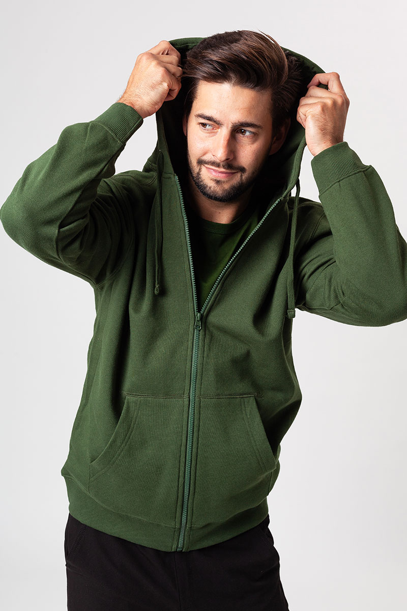 Bluza dresowa męska z kapturem Malfini Trendy Zipper butelkowa zieleń-3