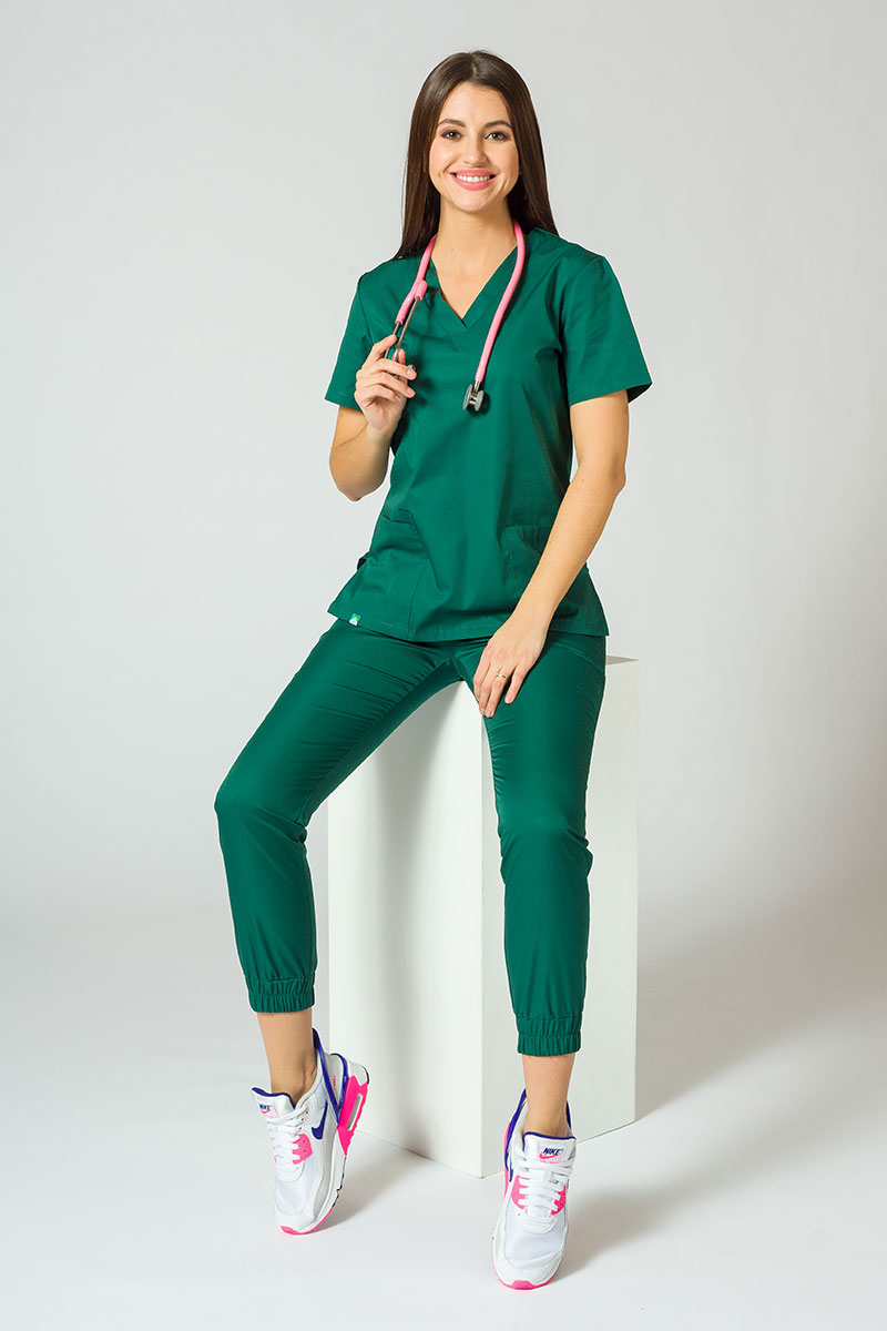 Spodnie medyczne Sunrise Uniforms Easy jogger butelkowa zieleń-5