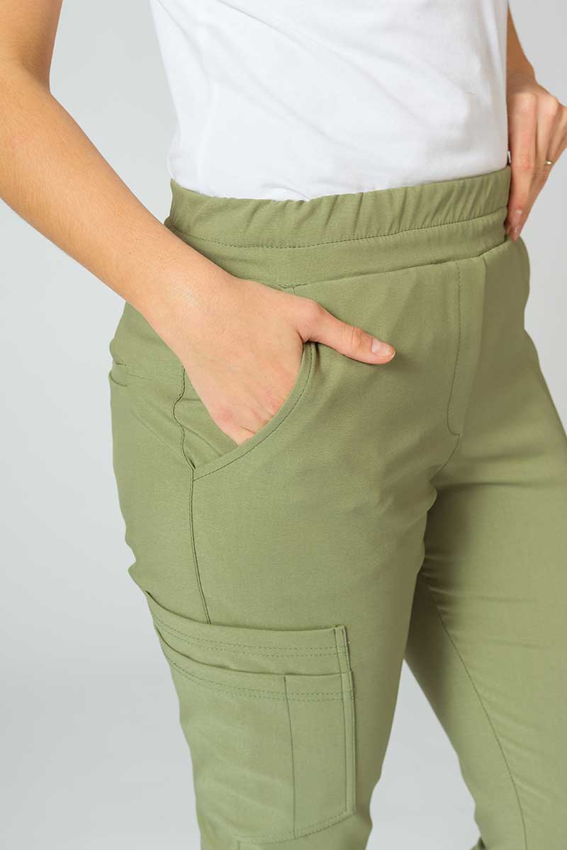 Spodnie medyczne damskie Sunrise Uniforms Premium Chill jogger oliwkowe-5