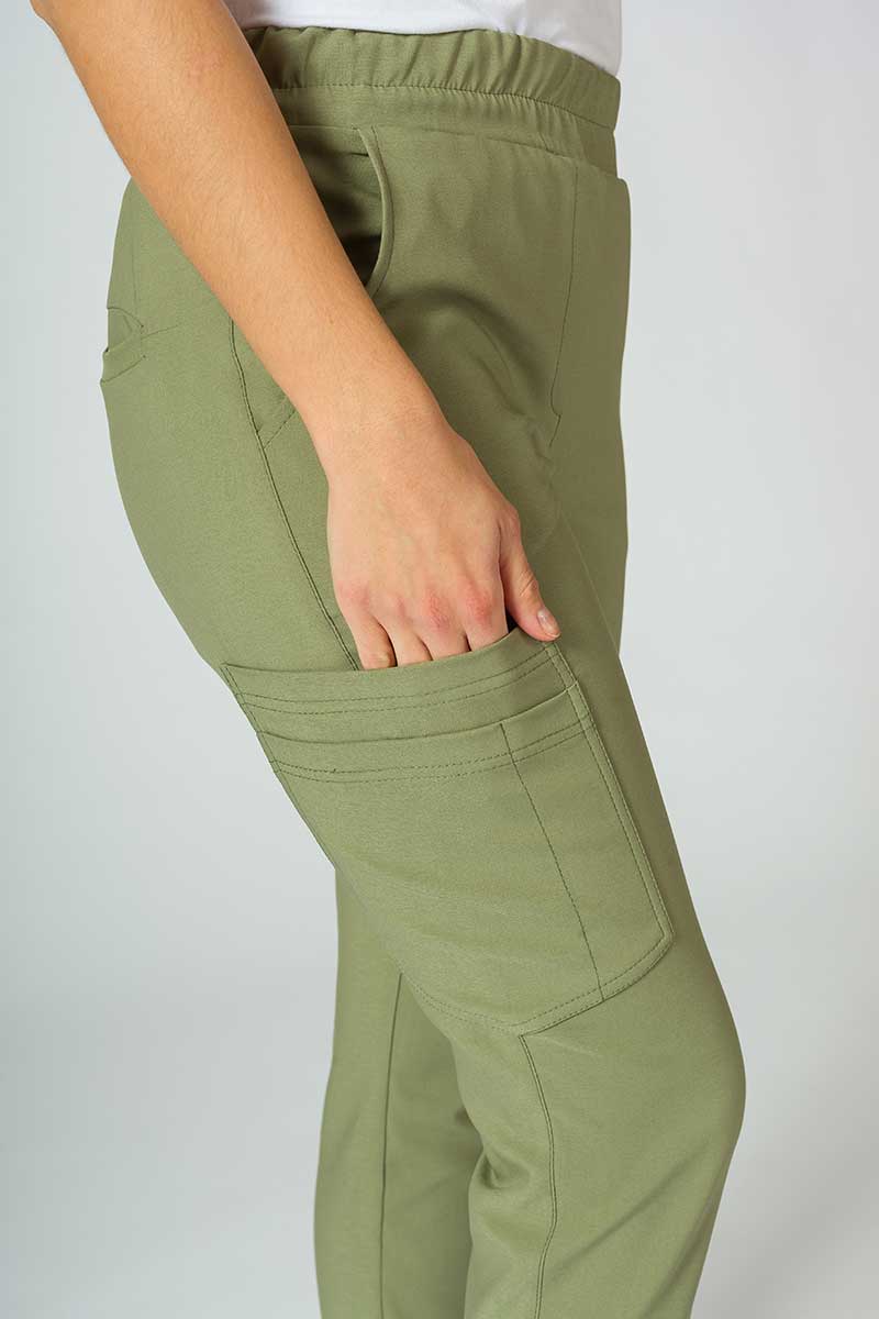 Spodnie medyczne damskie Sunrise Uniforms Premium Chill jogger oliwkowe-6
