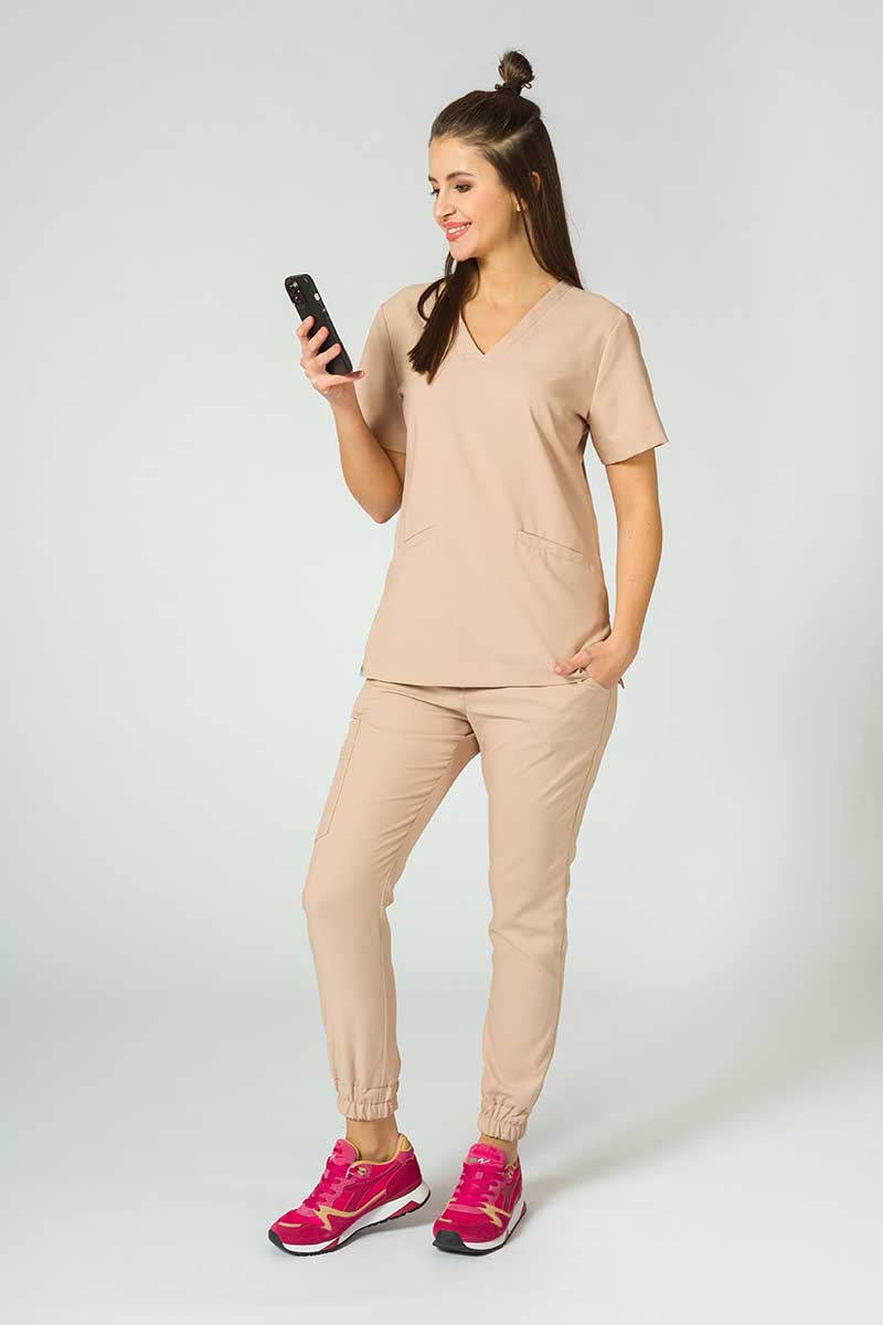 Bluza medyczna damska Sunrise Uniforms Premium Joy beżowa-2