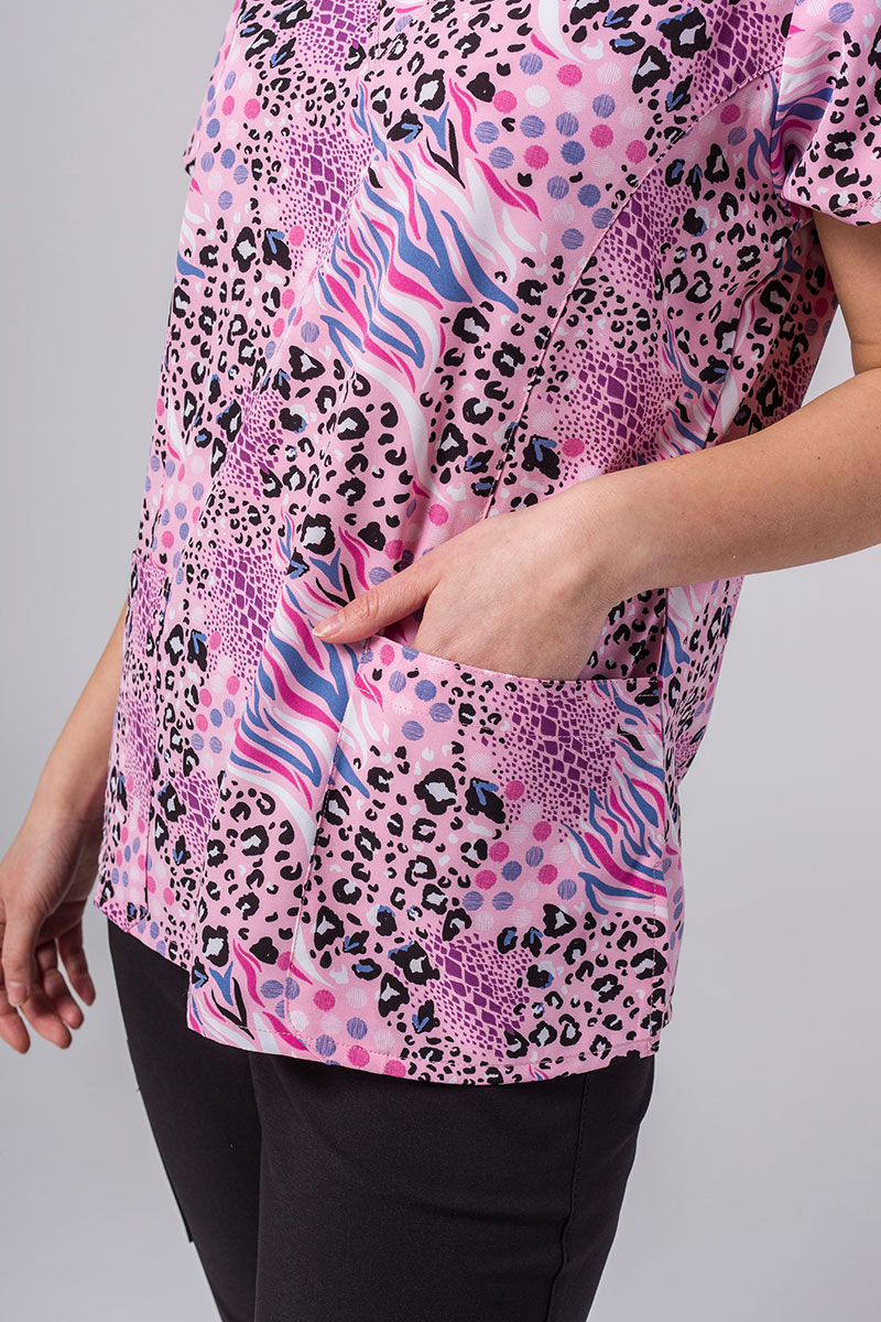 Kolorowa bluza damska Maevn Prints różowa panterka-5