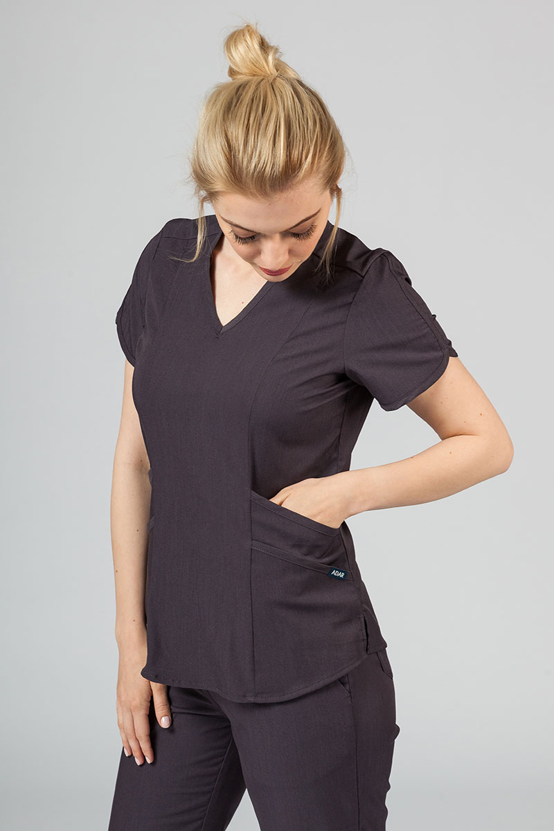 Komplet medyczny Adar Uniforms Yoga grafitowy (z bluzą Modern - elastic)-4
