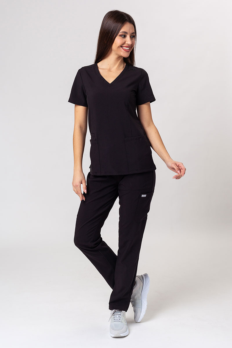 Komplet medyczny damski Maevn Momentum (bluza Double V-neck, spodnie 6-pocket) czarny-2