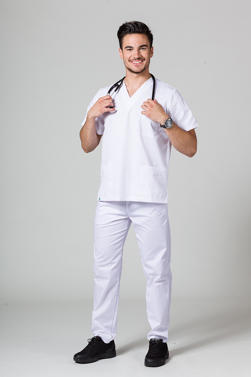 Komplet medyczny męski Sunrise Uniforms biały (z bluzą uniwersalną)-1
