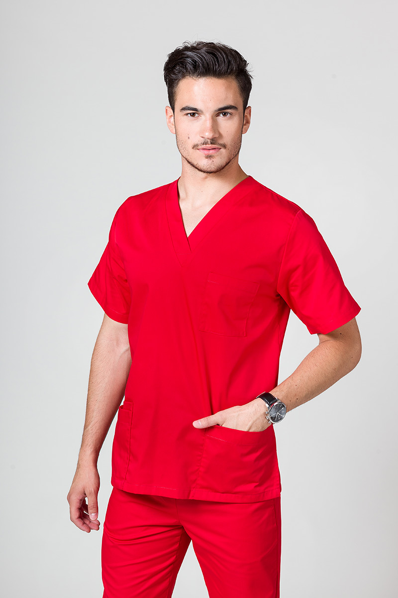 Komplet medyczny męski Sunrise Uniforms czerwony (z bluzą uniwersalną)-2
