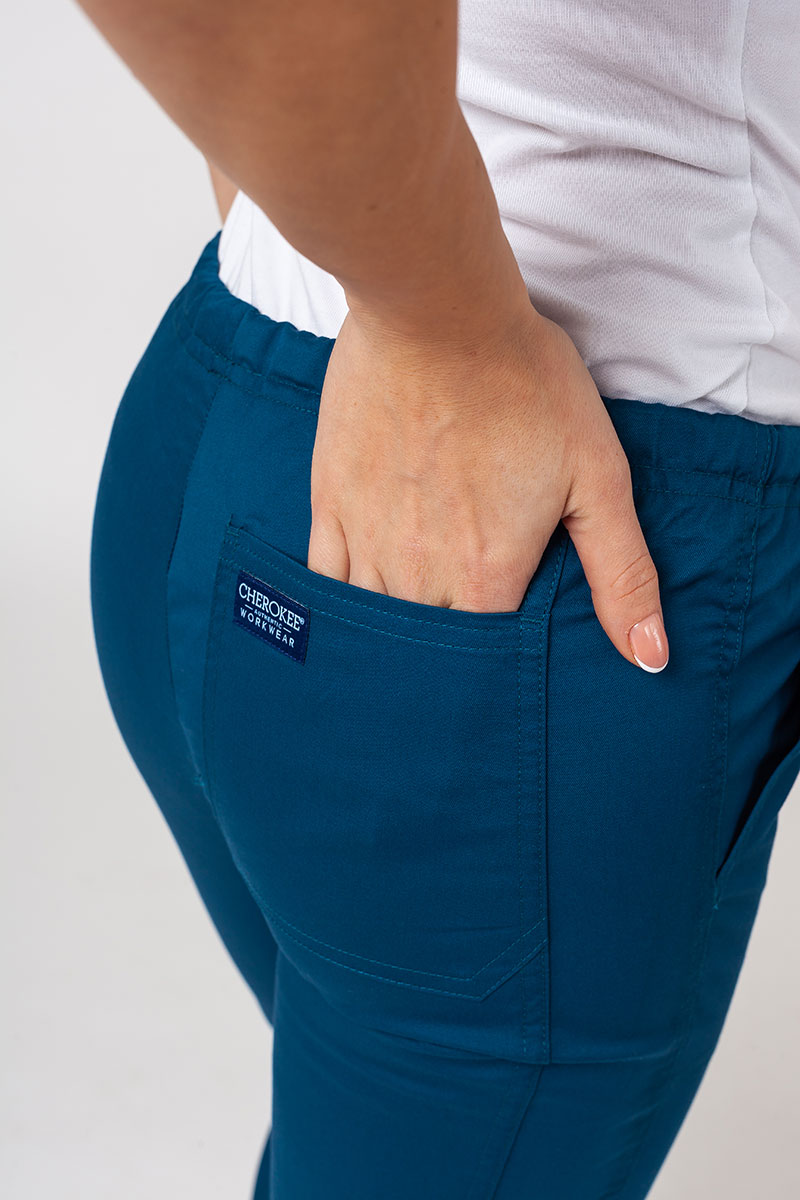 Spodnie medyczne damskie Cherokee Core Stretch Mid Rise karaibski błękit-5
