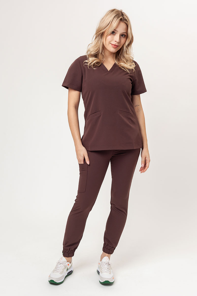 Bluza medyczna damska Sunrise Uniforms Premium Joy brązowa-4