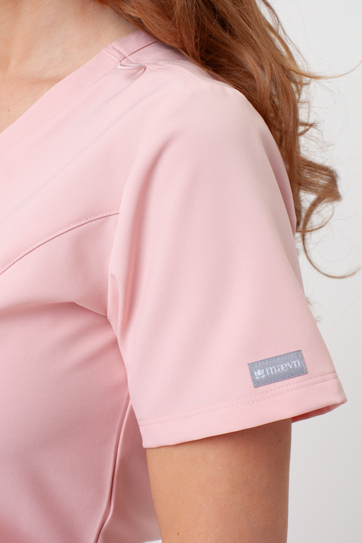 Bluza medyczna damska Maevn Momentum Double V-neck jasny róż-5