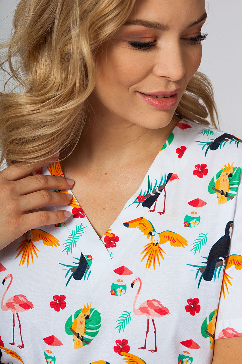 Kolorowa bluza we wzory Sunrise Uniforms flamingi, papugi i tukany-3