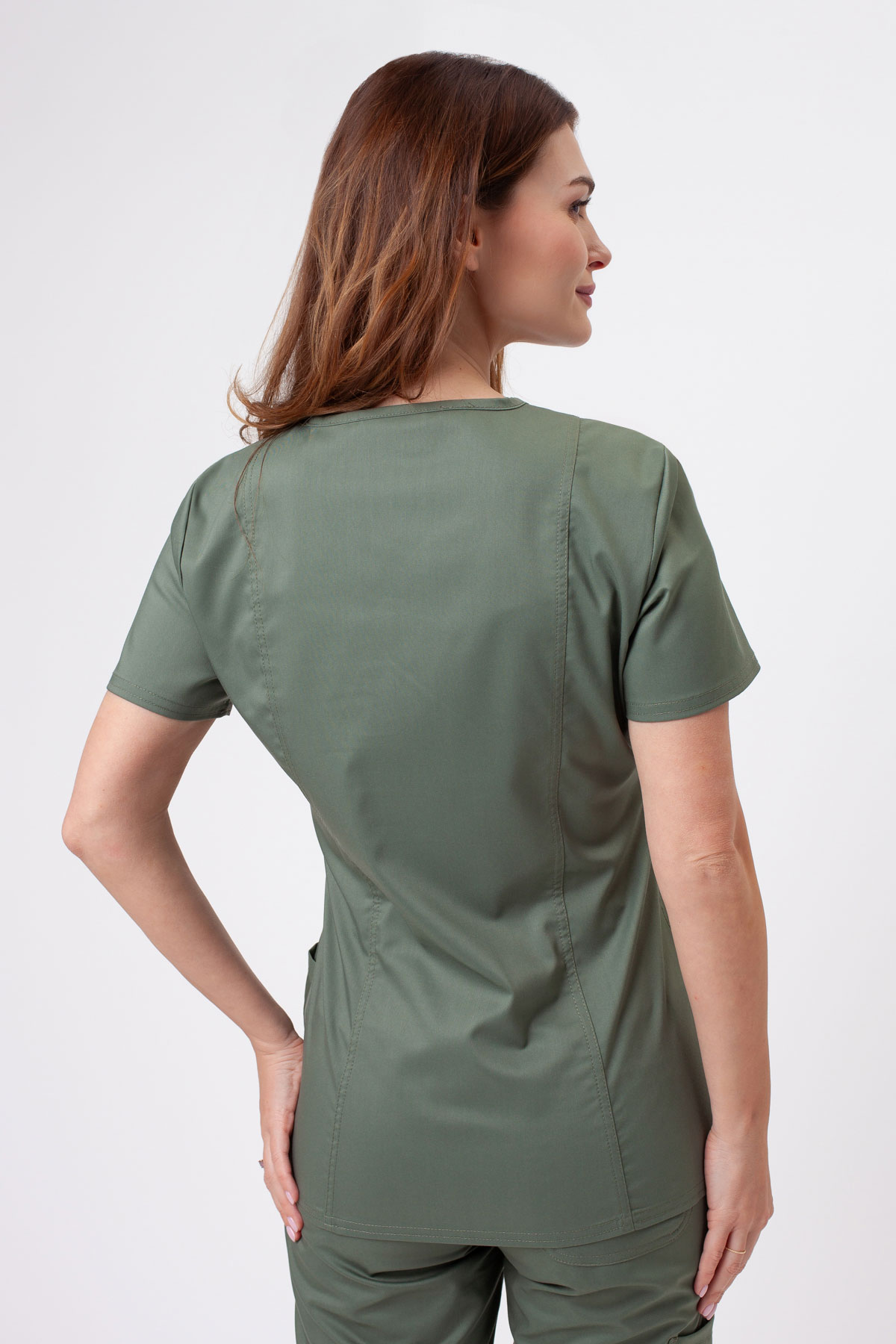Bluza medyczna damska Cherokee Revolution Mock oliwkowa-1