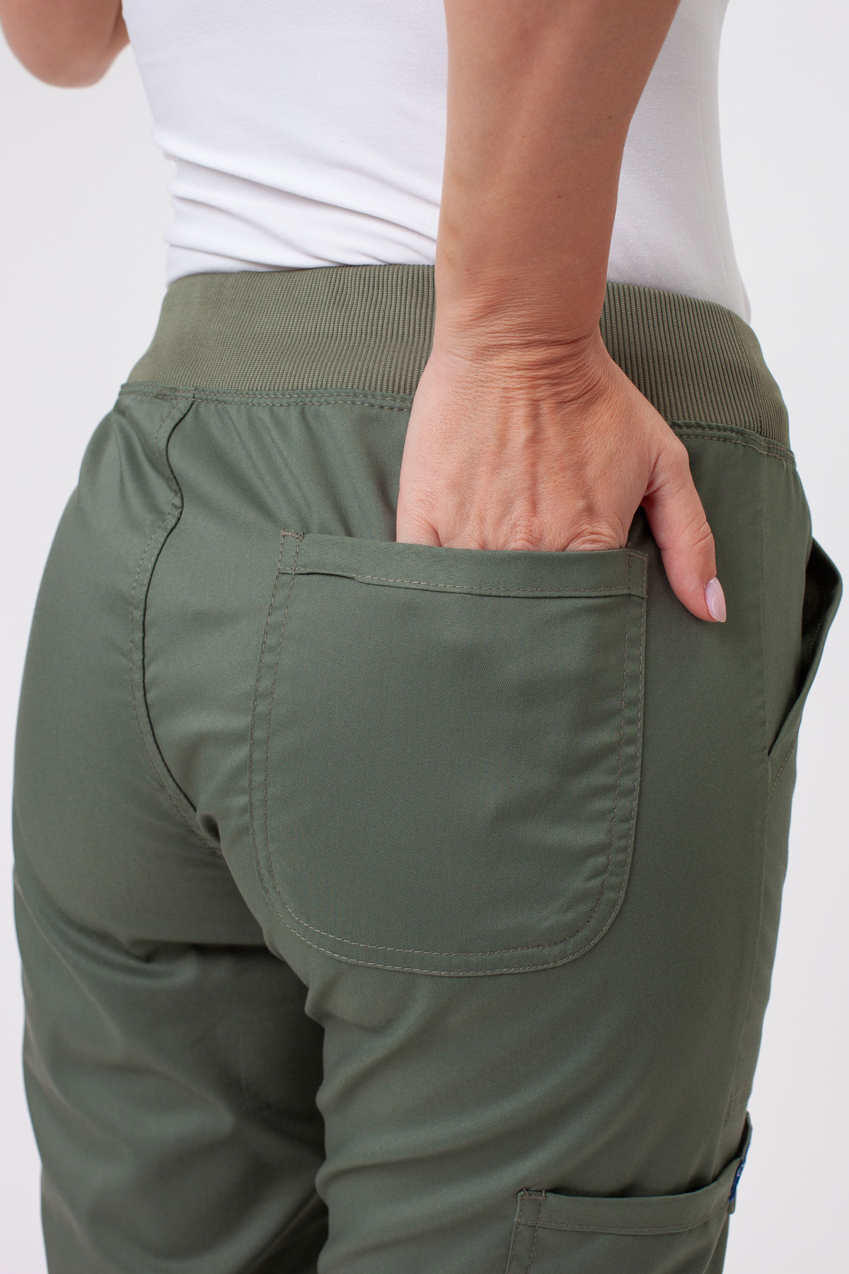 Spodnie medyczne damskie Cherokee Revolution Straight Leg oliwkowe-4