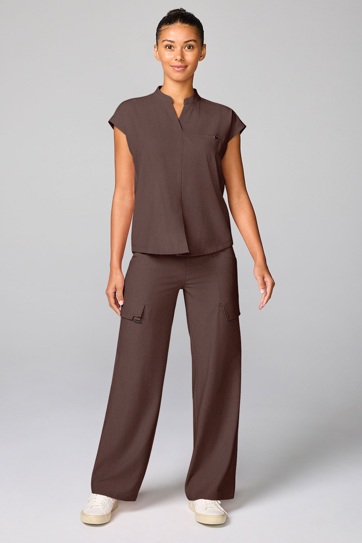 Spodnie medyczne damskie Healing Hands Wide Leg Petite brązowe-6