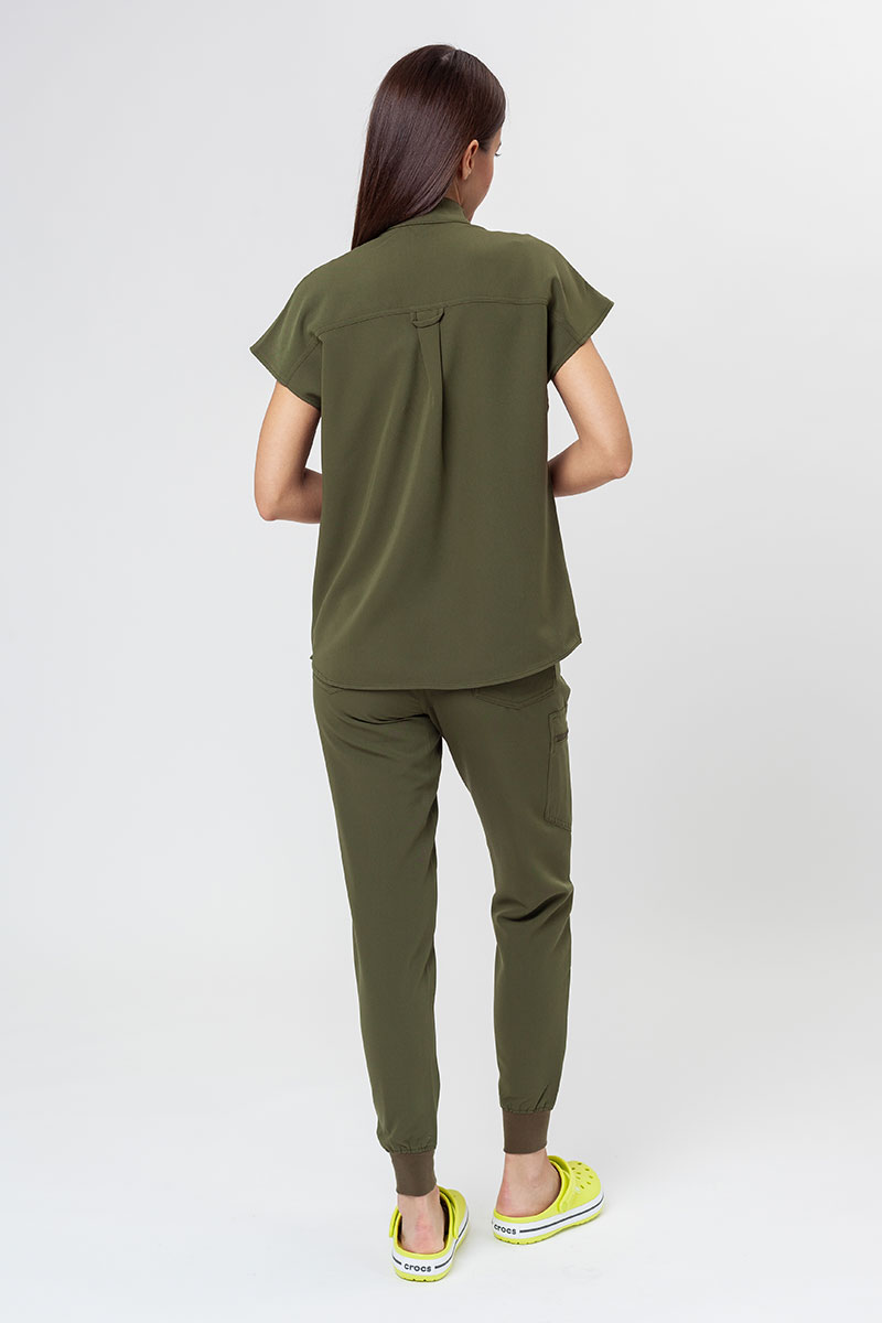 Bluza medyczna damska Uniforms World Avant oliwkowa (magnetyczne klipsy)-7