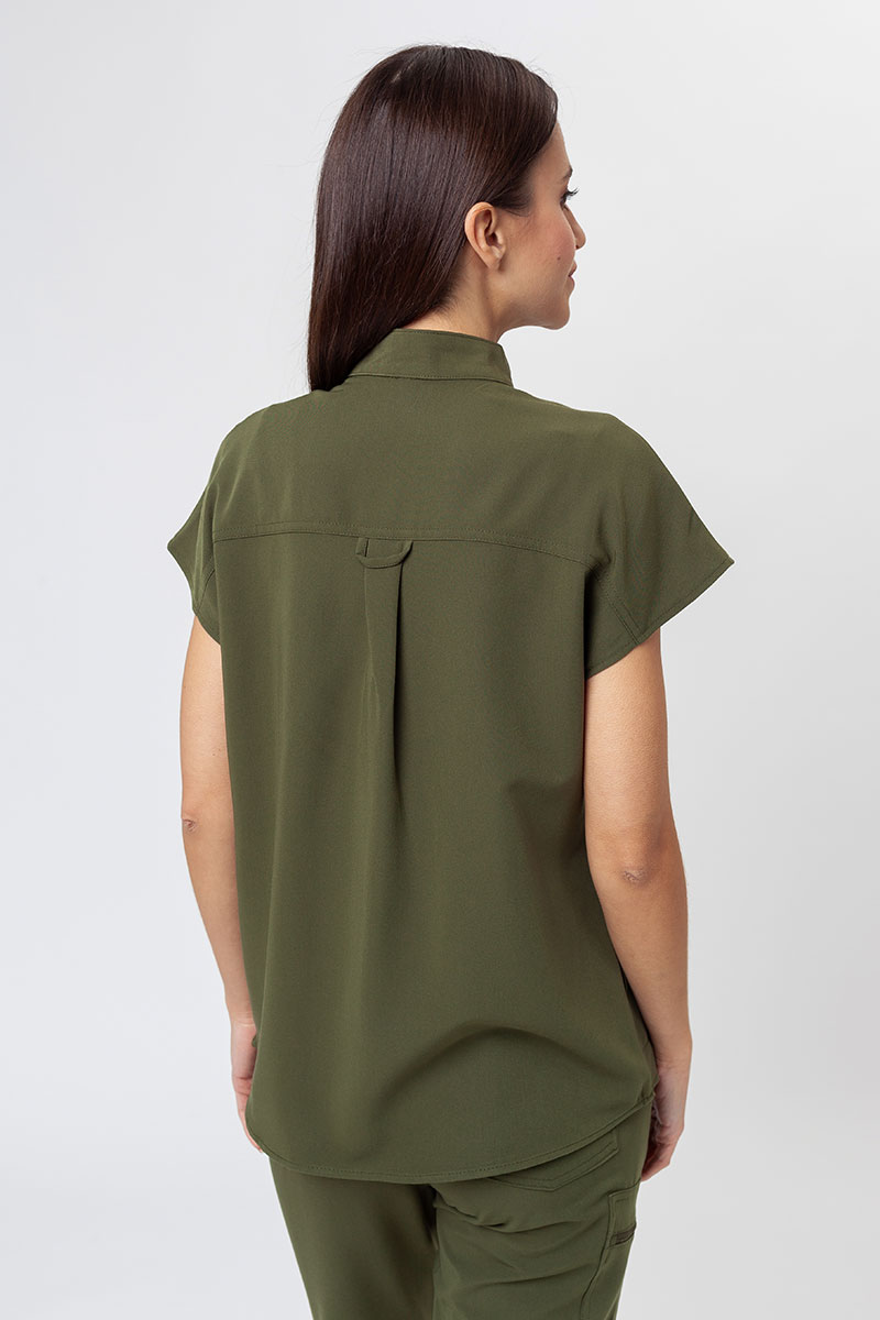 Bluza medyczna damska Uniforms World Avant oliwkowa (magnetyczne klipsy)-1