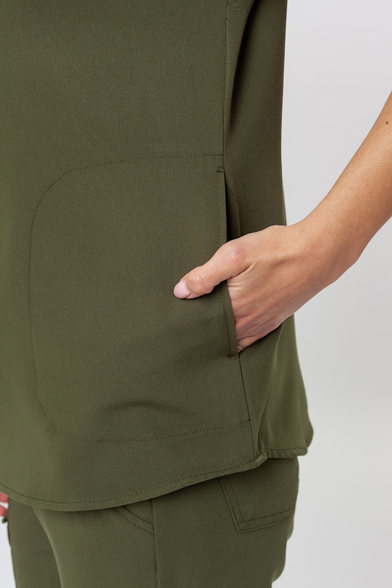 Bluza medyczna damska Uniforms World Avant oliwkowa (magnetyczne klipsy)-4
