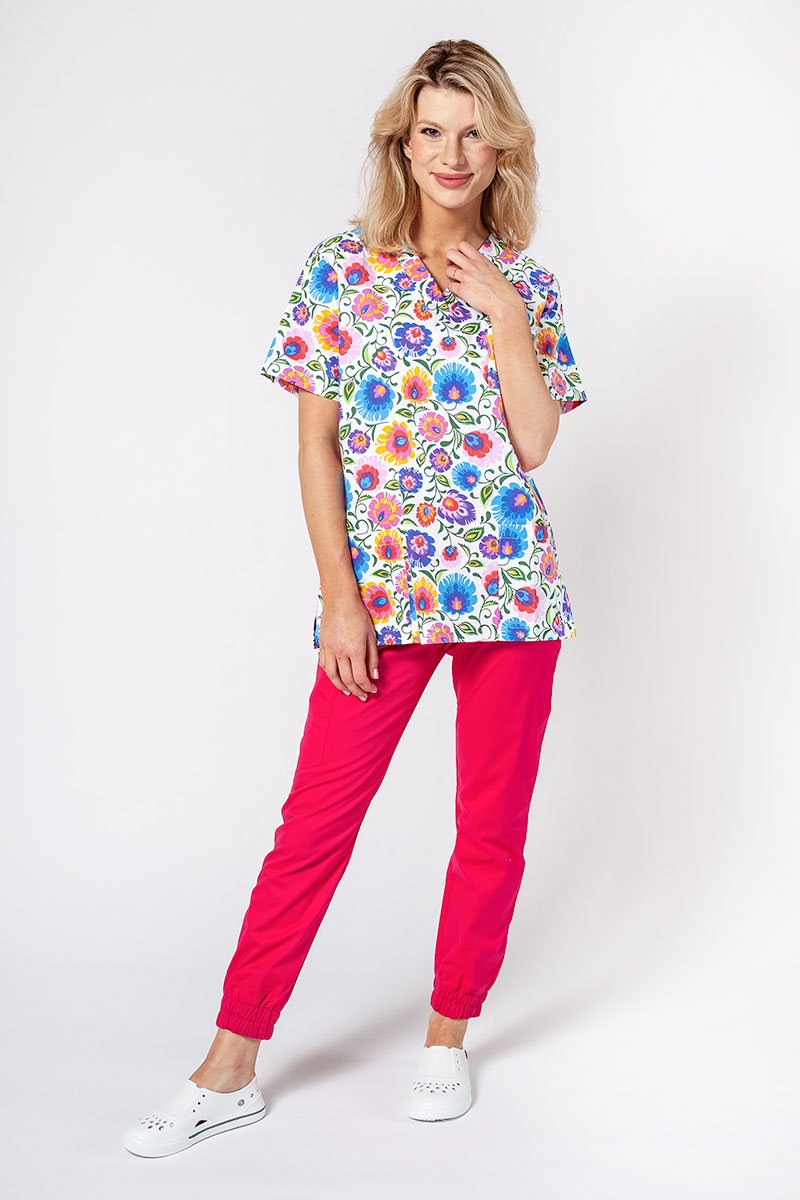 Kolorowa bluza medyczna we wzory Sunrise Uniforms wzór łowicki-5