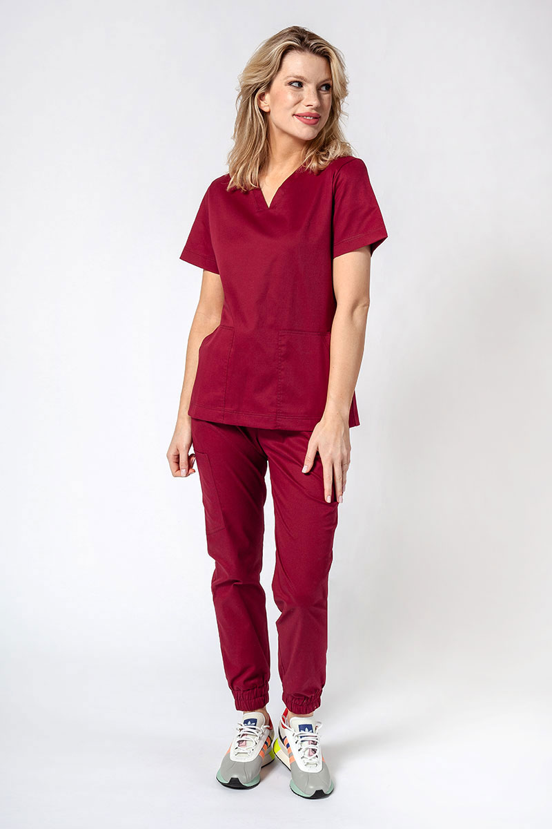 Bluza medyczna damska Sunrise Uniforms Active Bloom wiśniowa-4