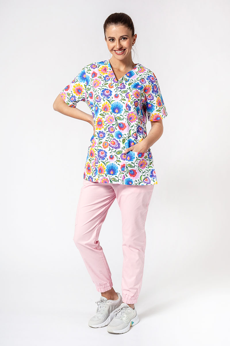 Kolorowa bluza medyczna we wzory Sunrise Uniforms wzór łowicki-6