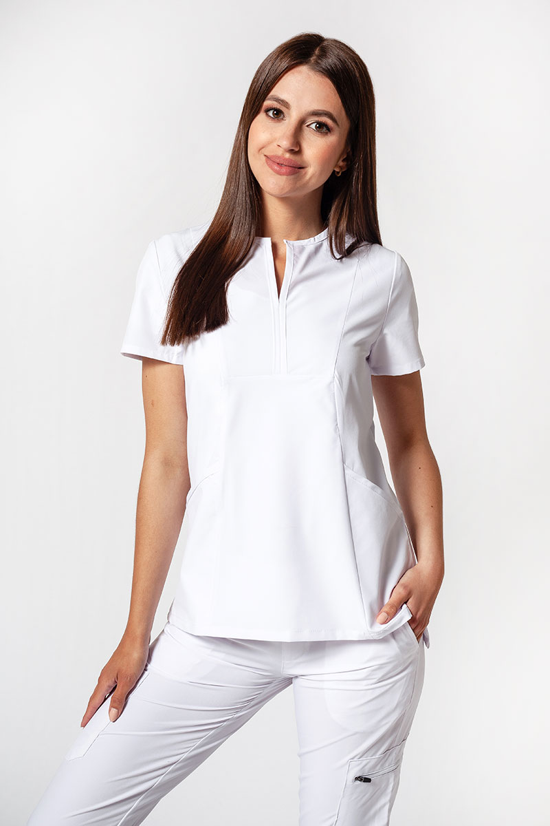 Komplet medyczny Adar Uniforms Cargo biały (z bluzą Notched - elastic)-2