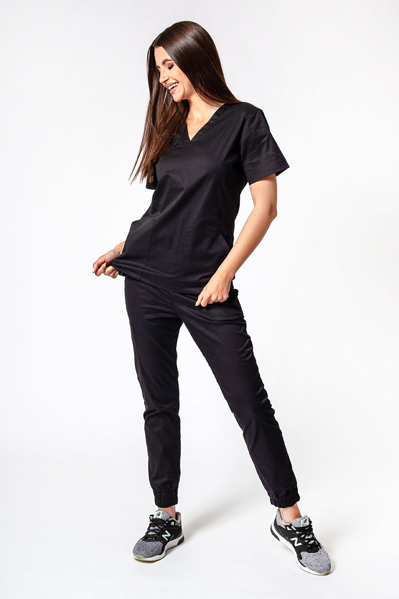 Bluza medyczna damska Sunrise Uniforms Active Bloom czarna-4