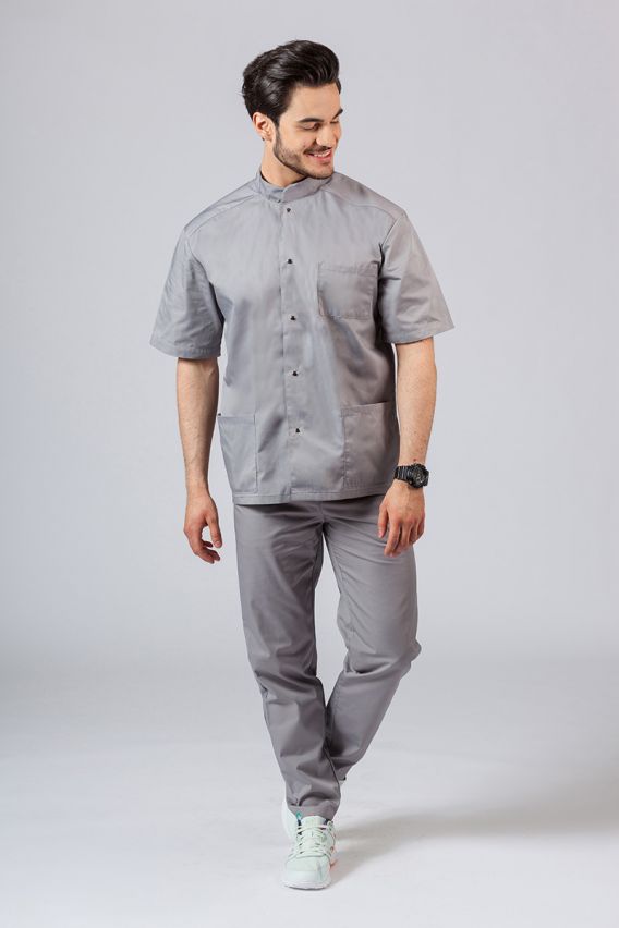 Koszula medyczna męska ze stójką Sunrise Uniforms szara-2
