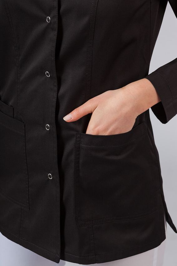 Fartuch medyczny Sunrise Uniforms krótki z długim rękawem czarny-4