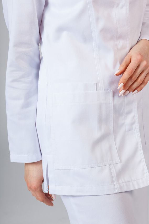 Fartuch medyczny Sunrise Uniforms krótki z długim rękawem (kryte napy) biały-5