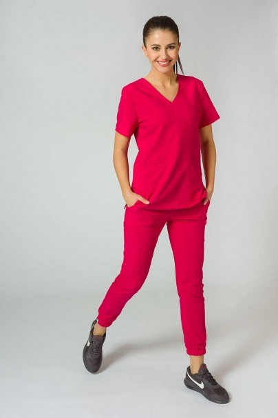 Spodnie medyczne damskie Sunrise Uniforms Premium Chill jogger malinowe-2