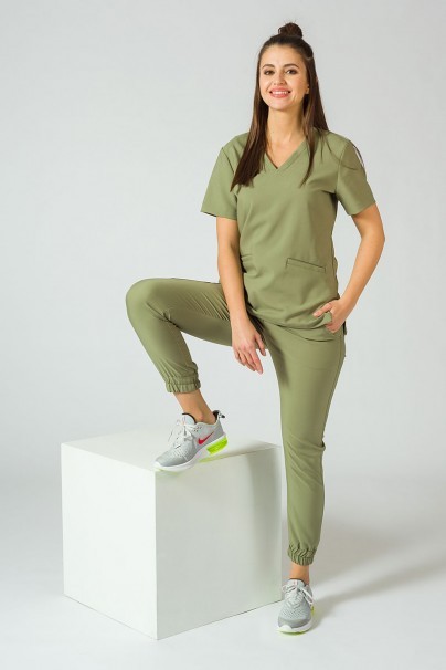 Spodnie medyczne damskie Sunrise Uniforms Premium Chill jogger oliwkowe-3