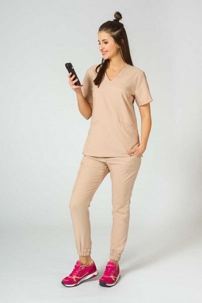 Spodnie medyczne damskie Sunrise Uniforms Premium Chill jogger beżowe-4
