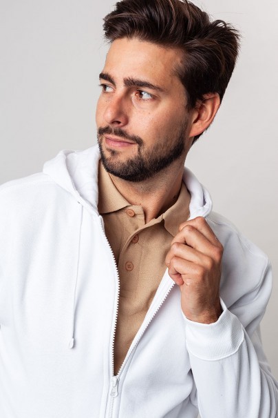 Bluza dresowa męska z kapturem Malfini Trendy Zipper biała-3