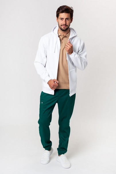 Bluza dresowa męska z kapturem Malfini Trendy Zipper biała-1