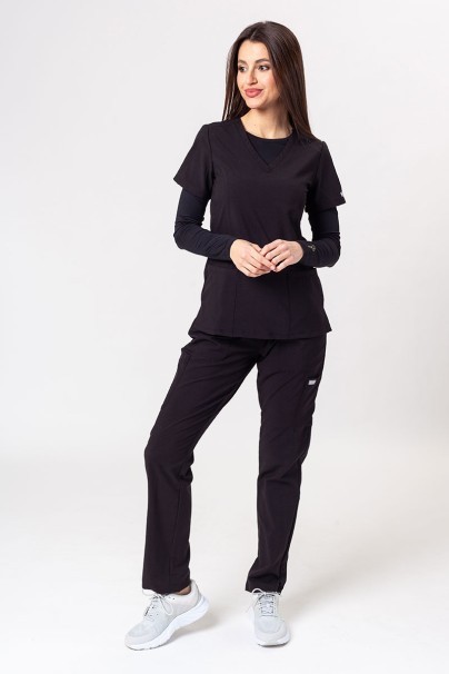 Komplet medyczny damski Maevn Momentum (bluza Double V-neck, spodnie 6-pocket) czarny-5