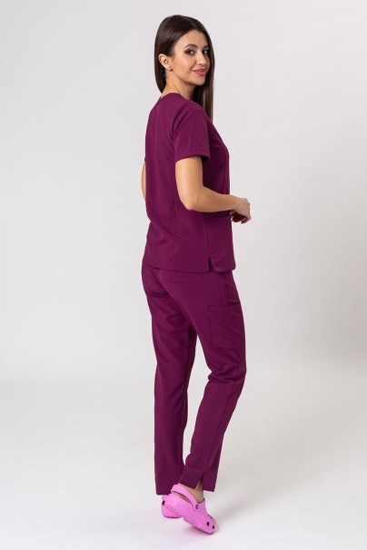 Komplet medyczny damski Maevn Momentum (bluza Double V-neck, spodnie 6-pocket) wiśniowy-2