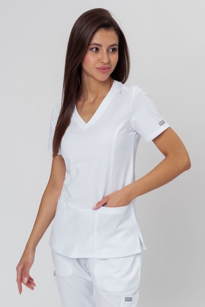 Komplet medyczny damski Maevn Momentum (bluza Double V-neck, spodnie 6-pocket) biały-2