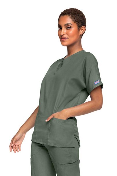 Komplet medyczny damski Cherokee Originals (bluza V-neck, spodnie N.Rise) oliwkowy-4