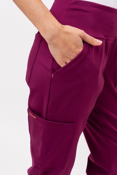 Spodnie medyczne damskie Cherokee Achieve Jogger wiśniowe-4