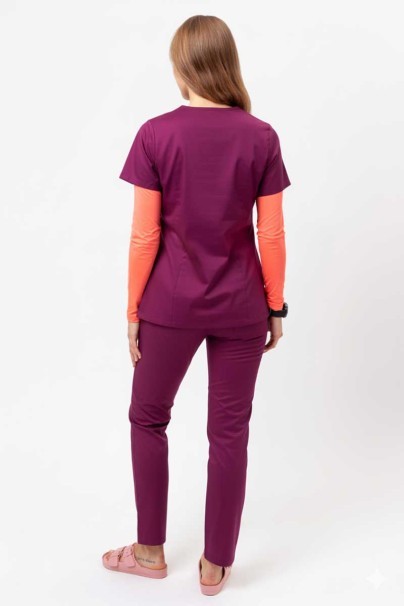 Spodnie medyczne damskie Uniforms World Zora burgundowe-7