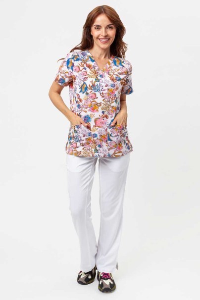 Bluza medyczna damska Cherokee Prints V-neck Fin-tastic Watercolor-2