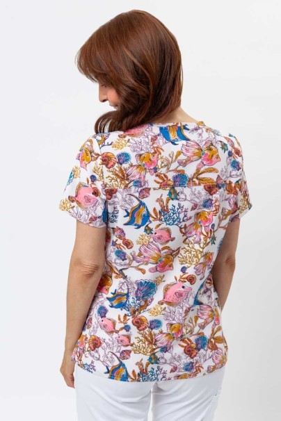 Bluza medyczna damska Cherokee Prints V-neck Fin-tastic Watercolor-2