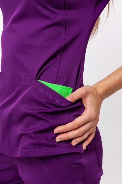 Bluza medyczna damska Healing Hands Monica V-neck bakłażanowa-5